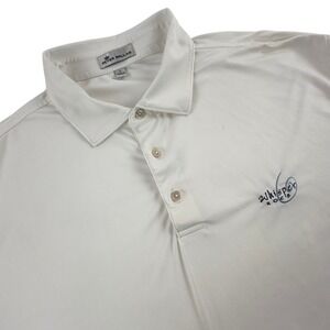 Peter Millar Mens L Polo Shirt White Whisper Rock Long Sleeve MF18EK01SLS